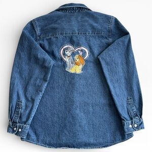 Vintage Disney Lady & The Tramp Embroidered Long Sleeve Denim Shirt XL